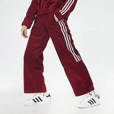 Adidas Originals (wmns) Adidas Neo Cs Tp Velour Pants 'red White' In Burgundy