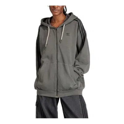 Adidas Originals (wmns) Adidas Adilenium Oversized Full-zip Hoodie 'grey' In Multi