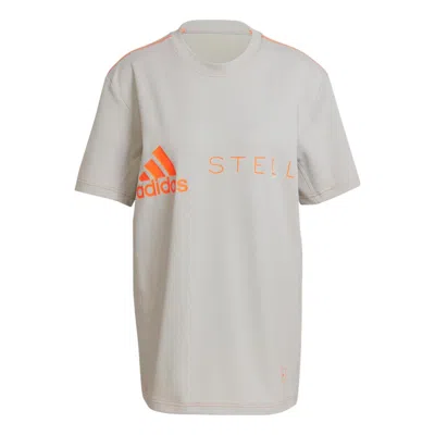 Adidas Originals (wmns) Adidas By Stella Mccartney Logo T-shirt 'grey Orange' In Multi