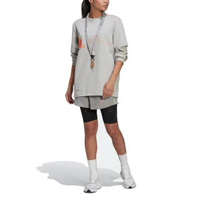 Adidas Originals (wmns) Adidas By Stella Mccartney Logo T-shirt 'grey Orange' In Multi