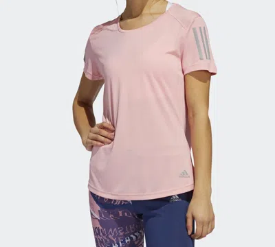 Adidas Originals (wmns) Adidas Own The Run Tee Reflective Printing Sports Short Sleeve Pink
