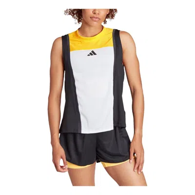 Adidas Originals (wmns) Adidas Tennis Heat.rdy Pro Match Tank 'white Yellow Black' In Multi
