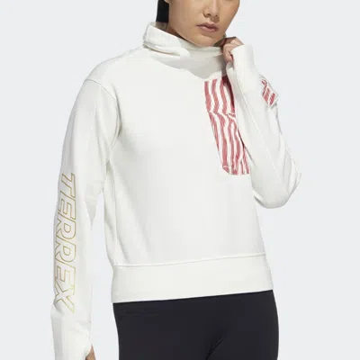 Adidas Originals (wmns) Adidas Terrex Cny Pad Jkt Pattern Printing High Collar Sports Pullover White Hoodie