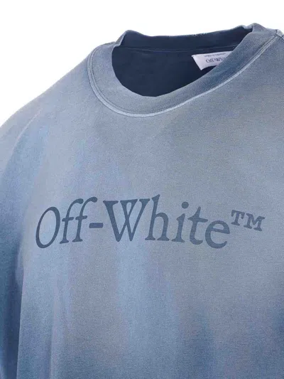 Off-white Vintage Round Neck Short Sleeve T-shirt In Blue