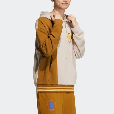 Adidas Originals (wmns) Adidas Color Block Striped Sports Long-sleeved Hoodie 'brown Tan' In Multi