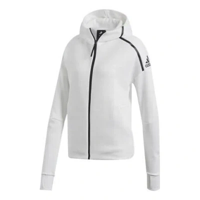 Adidas Originals (wmns) Adidas Alphabet Logo Printing Sports Windproof Hooded Jacket White