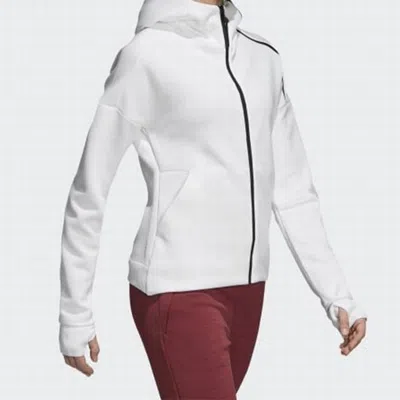 Adidas Originals (wmns) Adidas Alphabet Logo Printing Sports Windproof Hooded Jacket White