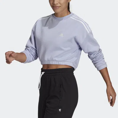 Adidas Originals (wmns) Adidas Crop Crew Loose Round Neck Long Sleeves Hoodie Purple