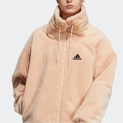 Adidas Originals (wmns) Adidas Sty Fur Jacket Pink/red In Brown