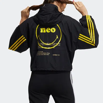 Adidas Originals (wmns) Adidas Neo X Smiley Csmly Windbreaker Jacket 'black Yellow'