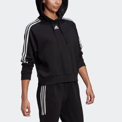 Adidas Originals (wmns) Adidas Loose-cut 3-stripes Cropped Hoodie 'black'