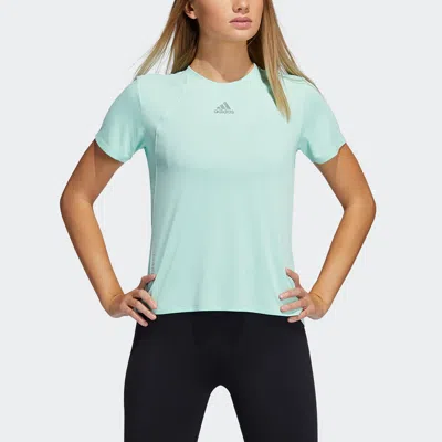 Adidas Originals (wmns) Adidas Heatrdy Focus T Intense Training Sports Short Sleeve T-shirt Mint Green In Blue