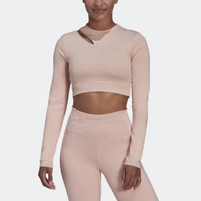 Adidas Originals (wmns) Adidas Solid Color Sports Gym Long Sleeves Pink In Neutral