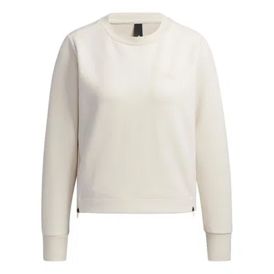 Adidas Originals (wmns) Adidas Tech Sweat Side Zipper Athleisure Casual Sports Round Neck Pullover White Hoodie In Neutral