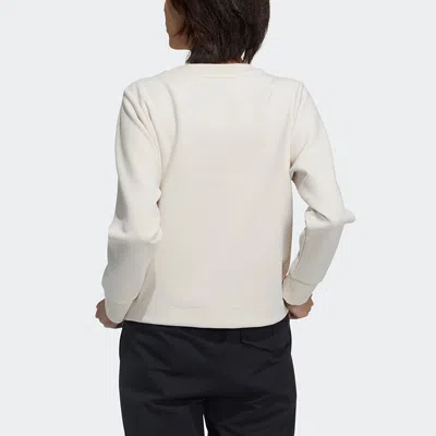 Adidas Originals (wmns) Adidas Tech Sweat Side Zipper Athleisure Casual Sports Round Neck Pullover White Hoodie In Neutral