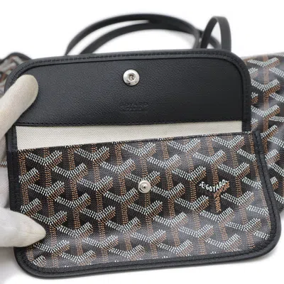 Pre-owned Goyard Black Canvas Leather Pouch Tote Bag ()