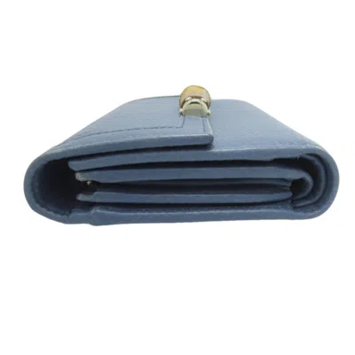Pre-owned Gucci Bamboo Blue Bamboo Leather Wallet (bi-fold) ()