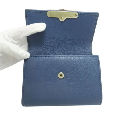 Pre-owned Gucci Bamboo Blue Bamboo Leather Wallet (bi-fold) ()