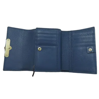 Pre-owned Gucci Bamboo Blue Bamboo Leather Wallet (bi-fold) ()
