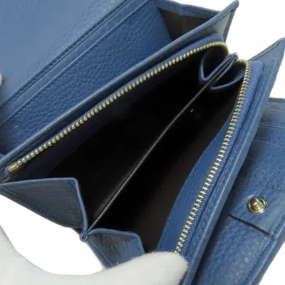 Pre-owned Gucci Bamboo Blue Bamboo Leather Wallet (bi-fold) ()