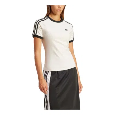 Adidas Originals (wmns) Adidas 3-stripes Slim Raglan T-shirt 'white Melange' In Neutral