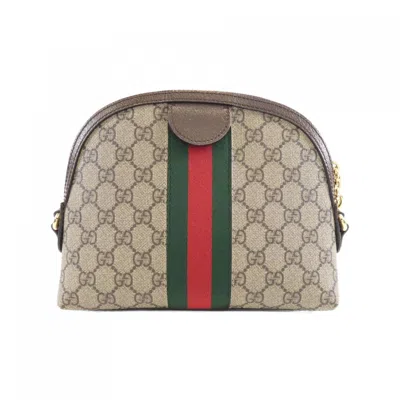 Pre-owned Gucci Beige Brown Gg Supreme Leather Shoulder Bag () In Multi