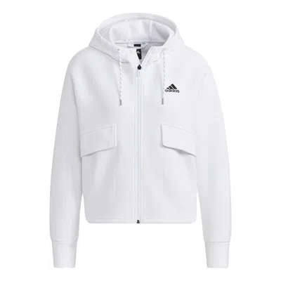 Adidas Originals (wmns) Adidas Sty W New Kt Jk Big Pocket Sports Hooded White Jacket