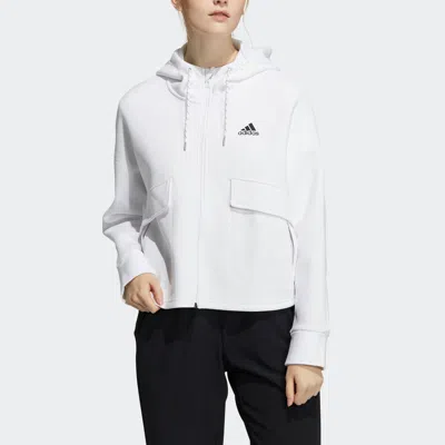 Adidas Originals (wmns) Adidas Sty W New Kt Jk Big Pocket Sports Hooded White Jacket