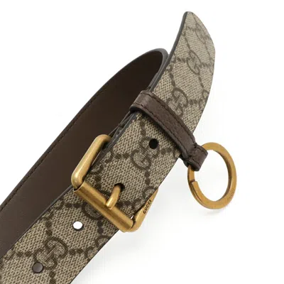 Pre-owned Gucci Beige Dark Brown Green Red Color Pvc Leather Chain/shoulder Wallet ()