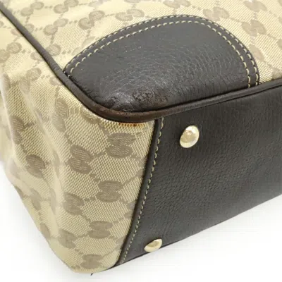 Pre-owned Gucci Beige Dark Brown Khaki Multi-color Gg Crystal Leather Handbag Tote Bag ()