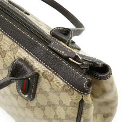 Pre-owned Gucci Beige Dark Brown Khaki Multi-color Gg Crystal Leather Handbag Tote Bag ()