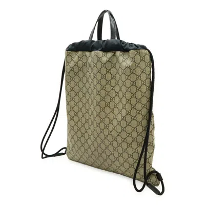 Pre-owned Gucci Beige Dark Brown Multi-color Gg Supreme Leather/webbing Backpack ()