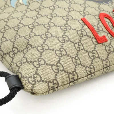 Pre-owned Gucci Beige Dark Brown Multi-color Gg Supreme Leather/webbing Backpack ()