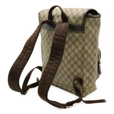 Pre-owned Gucci Beige Dark Brown Khaki Gg Supreme Leather Backpack ()