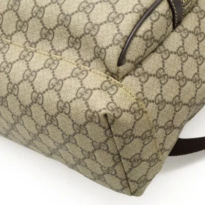 Pre-owned Gucci Beige Dark Brown Khaki Gg Supreme Leather Backpack ()