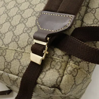 Pre-owned Gucci Beige Dark Brown Khaki Gg Supreme Leather Backpack ()