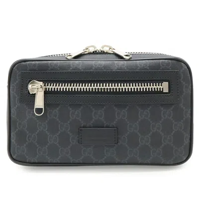 Pre-owned Gucci Black Dark Gray Navy Red Color Leather Pvc Fanny Pack Sling Bag ()