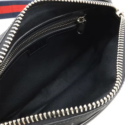 Pre-owned Gucci Black Dark Gray Navy Red Color Leather Pvc Fanny Pack Sling Bag ()