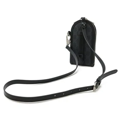 Pre-owned Gucci Black Gray Gg Supreme Leather Pouch Shoulder Bag () In Multi