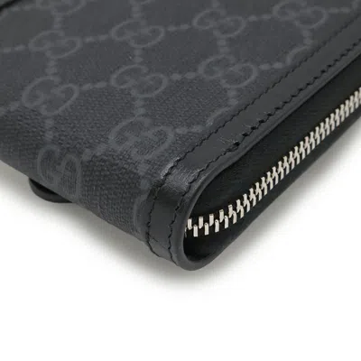 Pre-owned Gucci Black Gray Gg Supreme Leather Pouch Shoulder Bag () In Multi