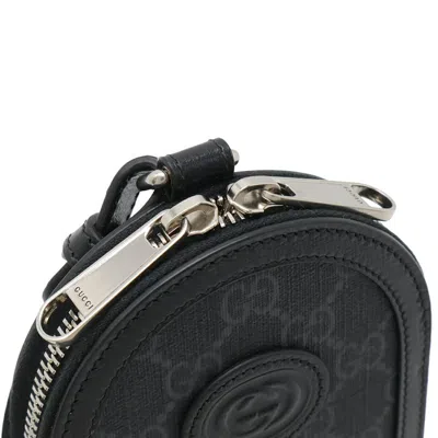 Pre-owned Gucci Black Gray Gg Supreme Leather Pouch Shoulder Bag () In Multi