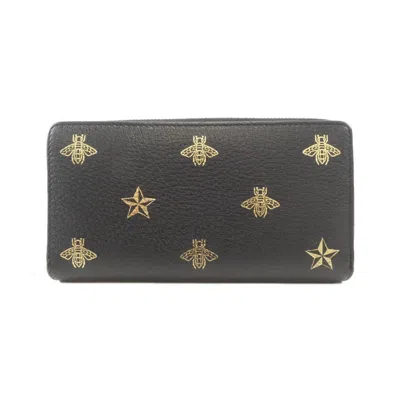 Pre-owned Gucci Black Leather Long Wallet (bi-fold) ()