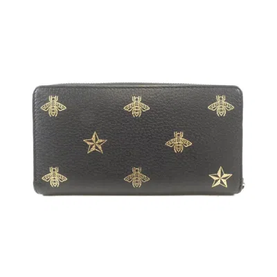Pre-owned Gucci Black Leather Long Wallet (bi-fold) ()