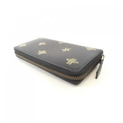 Pre-owned Gucci Black Leather Long Wallet (bi-fold) ()