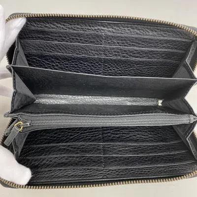 Pre-owned Gucci Black Leather Long Wallet (bi-fold) ()