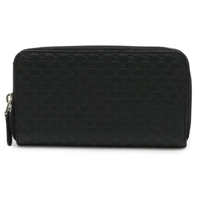 Pre-owned Gucci Black Leather Long Wallet (bi-fold) ()