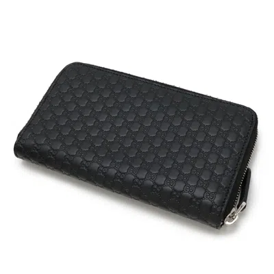 Pre-owned Gucci Black Leather Long Wallet (bi-fold) ()
