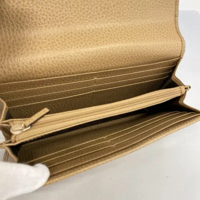 Pre-owned Gucci Brown Leather Long Wallet (bi-fold) ()