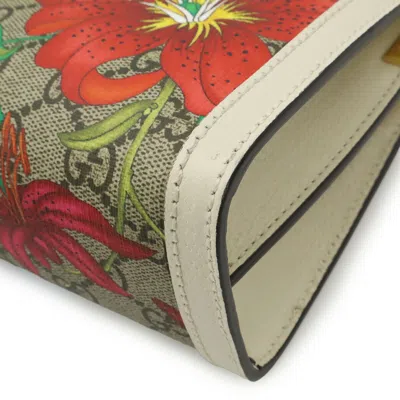 Pre-owned Gucci Flora Beige Multi-color White Pvc Leather Shoulder Bag ()