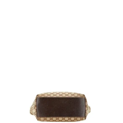 Pre-owned Gucci Gg Canvas Beige Brown Gg Canvas Leather Shoulder Bag Tote Bag ()